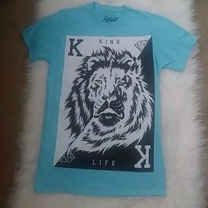 Turquoise Blue "King Life" Lion T-Shirt